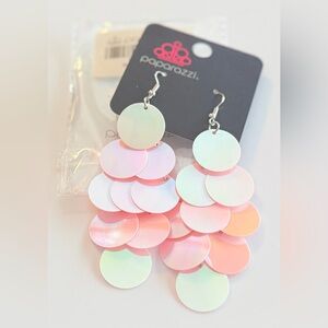Paparazzi Pastel Iridescent Pink Disc Earrings